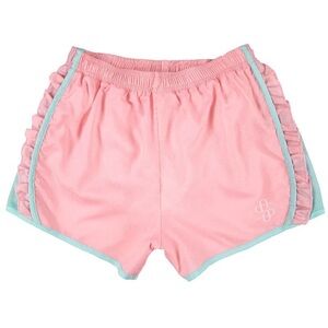 Women’s Simply Southern New Pink Ruffle Trim Athletic Shorts